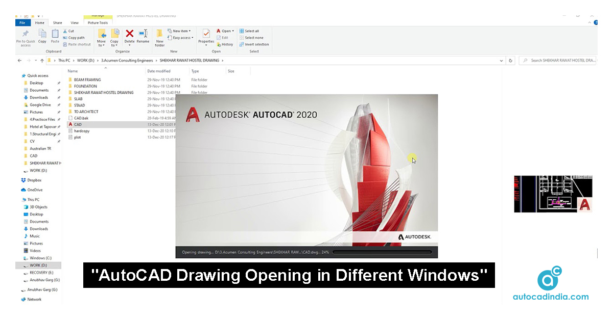 AutoCAD Drawing Opening in Different Windows