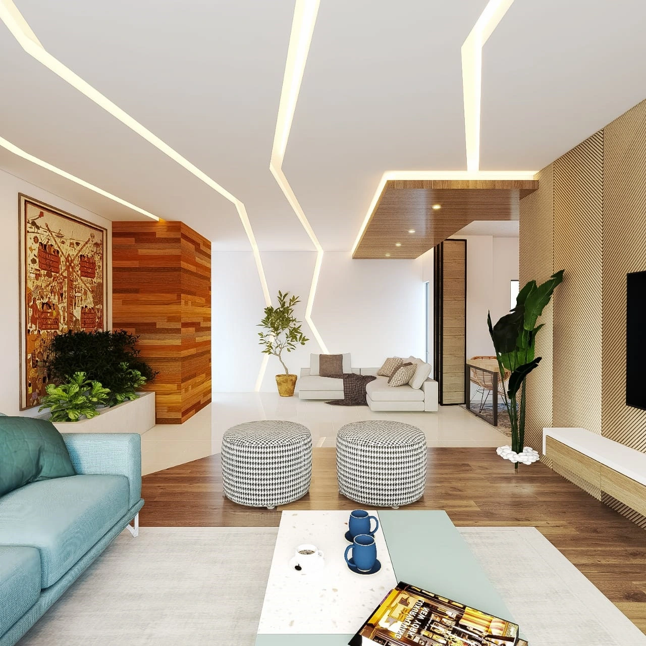 Living Room 3D Rendering