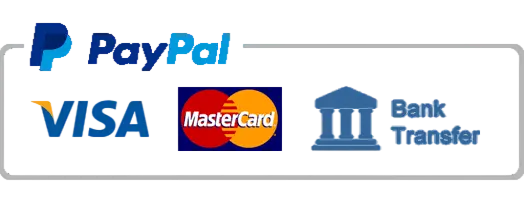 Payment methods, Wire Transfer, PayPal, Visa, Mastercard